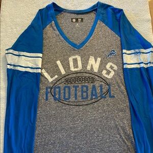 NFL Detroit Lions Women's Long Sleeve Tee - Blue and Gray